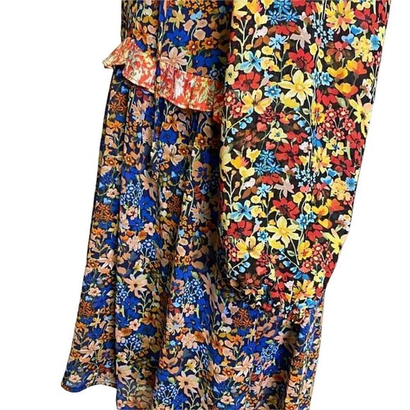 New Code x Mode Mixed Floral Boho Long Sleeve Flowy Dress Size XS - Picture 3 of 12